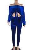 Korean Velvet Pure Color Sexy Long Sleeve Chest Wipe Two-Piece ZNN8038