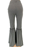 Sexy Tight Pure Color Mid Waist Trumpets Long Pants ZNN8363
