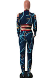Casual Thread Braid Printing Long Sleeve Middle Pants Two-Piece LA3004