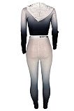 Casual Tight Sport Womenswear Positioning Gradient Long Sleeve Zipper Two-Piece SYY8010