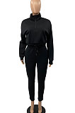 Fashion Sport Womenswear Zipper Pure Color Long Sleeve Two-Piece SYY8009
