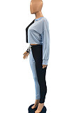 Casual Sport Womenswear Spliced Positioning Double Color Two-Piece SYY8003