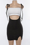 Women Sexy Bandage Slim Fitting Black Mini Dress YME1732343