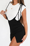 Women Sexy Bandage Slim Fitting Black Mini Dress YME1732343