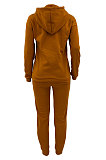 Fashion Womenswear Pure Color Long Sleeve Hooded Fleece Casual Two-Piece SYY8023