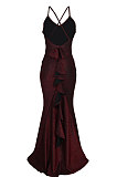 Evening Dress Long Skirt Backless Sexy Dark V Neck Gallus Fishtail Dress QY5039
