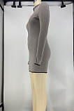 Casual Acetate Long Sleeve V Neck Zipper Spliced Mini Dress X9285