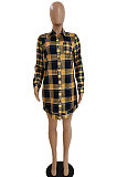 Cardigan Womenswear Fashion Plaid Round Neck Casual Shirt Skirt DY6638