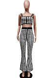 Printing Grid Cultivate One's Morality Casual Two-Piece F8326