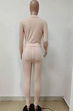 Casual Pure Color Long Sleeve Zipper Two-Piece LD9090
