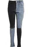 Fashionable Slimming All-Match Stitching Denim Elastic Small Leg Pants SMR2401