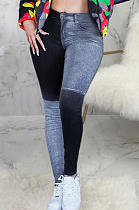 Fashionable Slimming All-Match Stitching Denim Elastic Small Leg Pants SMR2401