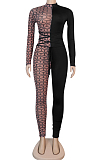 High Collar Printing Joining Together Bind Cultivate One's Morality Jumpsuits K2067