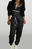 Fashion Casual Long Sleeve Zippert Spliced Two-Piece D68238