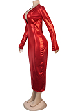 Deep V Micro play Long Slevee Cultivate One's Morality Long Dress K2064