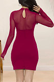 Sexy Spliced Net Yarn Hollow Out Cultivate One's Morality Mini Dress WMZ2595