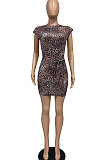 Leopard Printing Sleeveless Club Belt Mini Dress WMZ2596