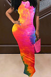 Womenswear Gradient Color Back Hollow Out Waist Long Dress LD8138