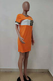 Womenswear Spliced Leopard Short Sleeves Loose Mini Dress LD8847