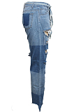 Fashionable Multi-Color Broken Hole Slimming Non-Elastic Straight Pants SMR2331