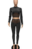Womenswear Net Yarn Spliced Hollow Out Sexy Sparkling Fashion Cultivate One's Morality Two-Piece WMZ2607