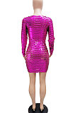 Sexy Hollw Out Dress Round Neck Fashion Package Buttocks Club Mini Dress WMZ2621