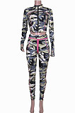 Camo Womenswear Long Sleeve Temperament Commuting Printing Coat Fashion Casual Positioning Printed Two-Piece JZH8023