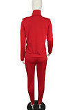Red Womenswear Pure Color Spliced Fashion Sport Casual Two-Piece QY5041
