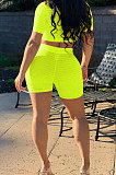 Yellow Euramerican Womenswear Sport Casual Pure Color Hot Driilling Sport Two-PIece ED8197