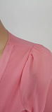 Euramerican Womenswear Fashion Puff Sleeve Chiffon Dark V Neck Long Sleeve Bind Chalaza Crop Tops WSY5829