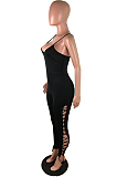 Black Fashoin Sexy Long Tight Backless Bind Sling Jumpsuits JLX3777