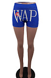 Blue Euramerican Sexy Women Pure Color Printing Shorts BLE2236