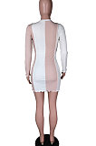 Pink Euramerican Trendy Sexy Falbala Pit Bar Spliced Package Hip Skirt Mini Dress N9269