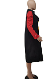 Colorful-Black Fashion Tailored Collar Color Matching In The Long Bubble Slevee Dust Coat SDE1299
