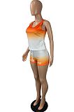 Orange Fashion Letter Printing Gradient Sleeveless Sport Suit ML7420