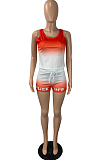 Red Fashion Letter Printing Gradient Sleeveless Sport Suit ML7420