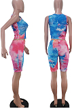 Blue Tie Dye Print Cultivate One's Morality Two-Piece TK6087