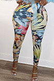 Coconut Trees Autumn Winter Printing Trendy Bottoming  Casual Long Pants AD1107