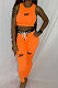Orange English Letter Waist Line Sport Body Shape Pants Sets LY617