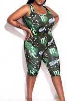 Green Fshion Starry Sky Printing Casual Jumpsuits TK6091