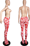 Red Cotton Tie Dye Printing Casual Pleated Bell Bottoms LML197