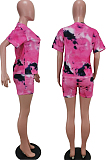 Pink Fashion Tie Dye Print Casual Two-Piece TK6078