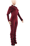 Wine Red Autumn Winter Fashion Cultivate One's Morality Sexy Club Horn Ruffle Long Sleeve Casual Jumpsuit AD0820