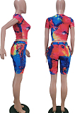 Red Green Fashion Tie Dye Hollow Out Article Pit Casual Two-piece TK6102