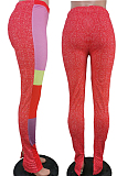 Red Fashion Joker Casual Joining Together High Waist Oper Fork Sport Pants TK6103