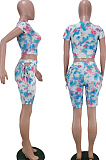 Blue Red Fashion Tie Dye Hollow Out Article Pit Casual Two-piece TK6102