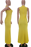 Yellow Fashion Prue Color Article Pit Fishtail Dresses TK6099