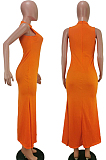 Orange Fashion Prue Color Article Pit Fishtail Dresses TK6099