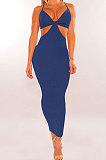 Bright Blue Womenswear Irregularity Gallus Haltenck Sexy Dance Bandage Culb Long Dress WMZ2625