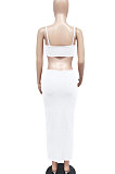 White Womenswear Irregularity Gallus Haltenck Sexy Dance Bandage Culb Long Dress WMZ2625